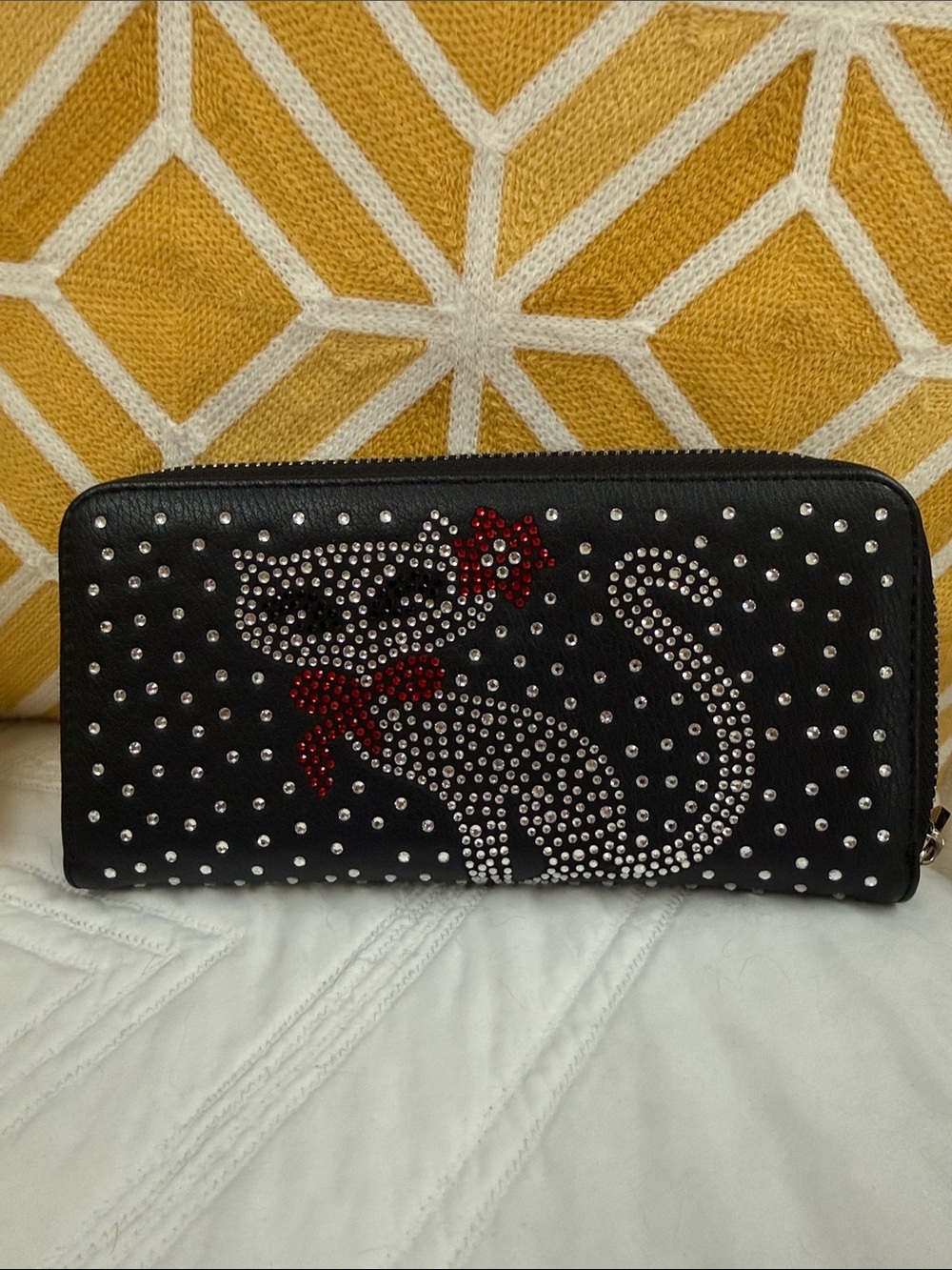ZZFAB Gem Sparkle Wallet Matching Rhinestone Wallet for Sparkle Purse (Cat)